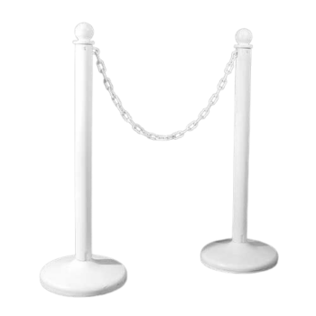 White Stanchion w/ 2" White Chainlink