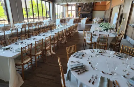 Chair Rentals - Chiavari Chairs inside a venue in Bend Oregon